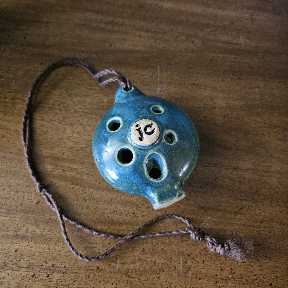 John Coiner Potter Ceramic Clay Ocarina Whistle Necklace